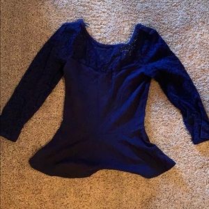 Royal blue peplum with lace sleeves